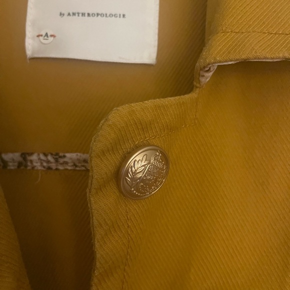 Anthropologie. NORA flounce sleeve trucker cropped jacket in mustard yellow - Picture 4 of 10